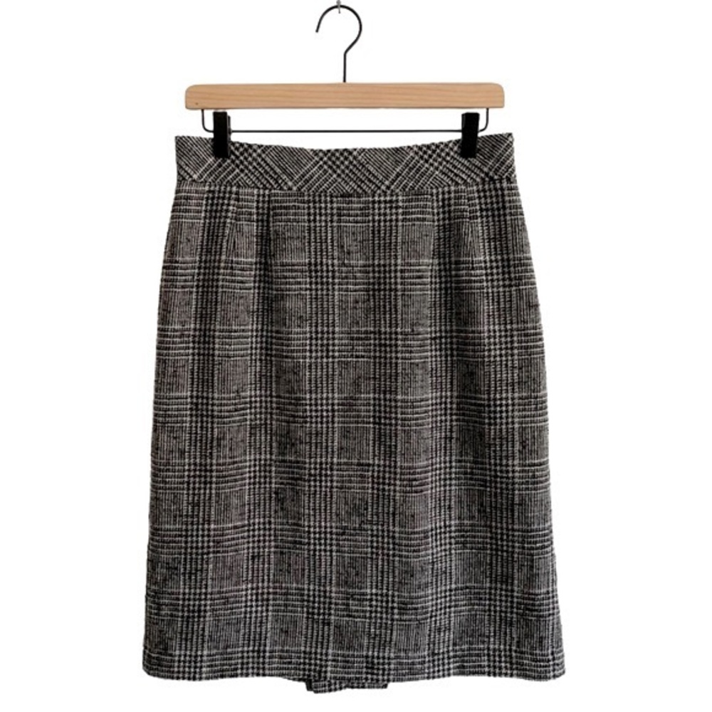 Talbots Windowpane Wool Blend Pencil Skirt